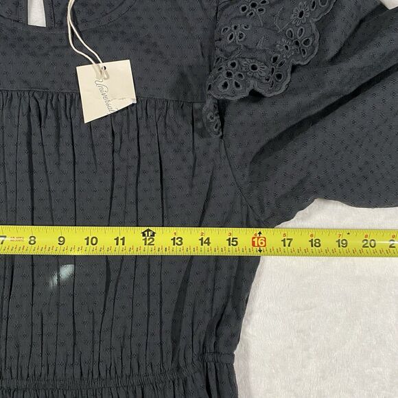 Universal Threads Black Dress Eyelet Ruffles Tiered Peasant Prairie Boho Sz Med - Picture 6 of 8